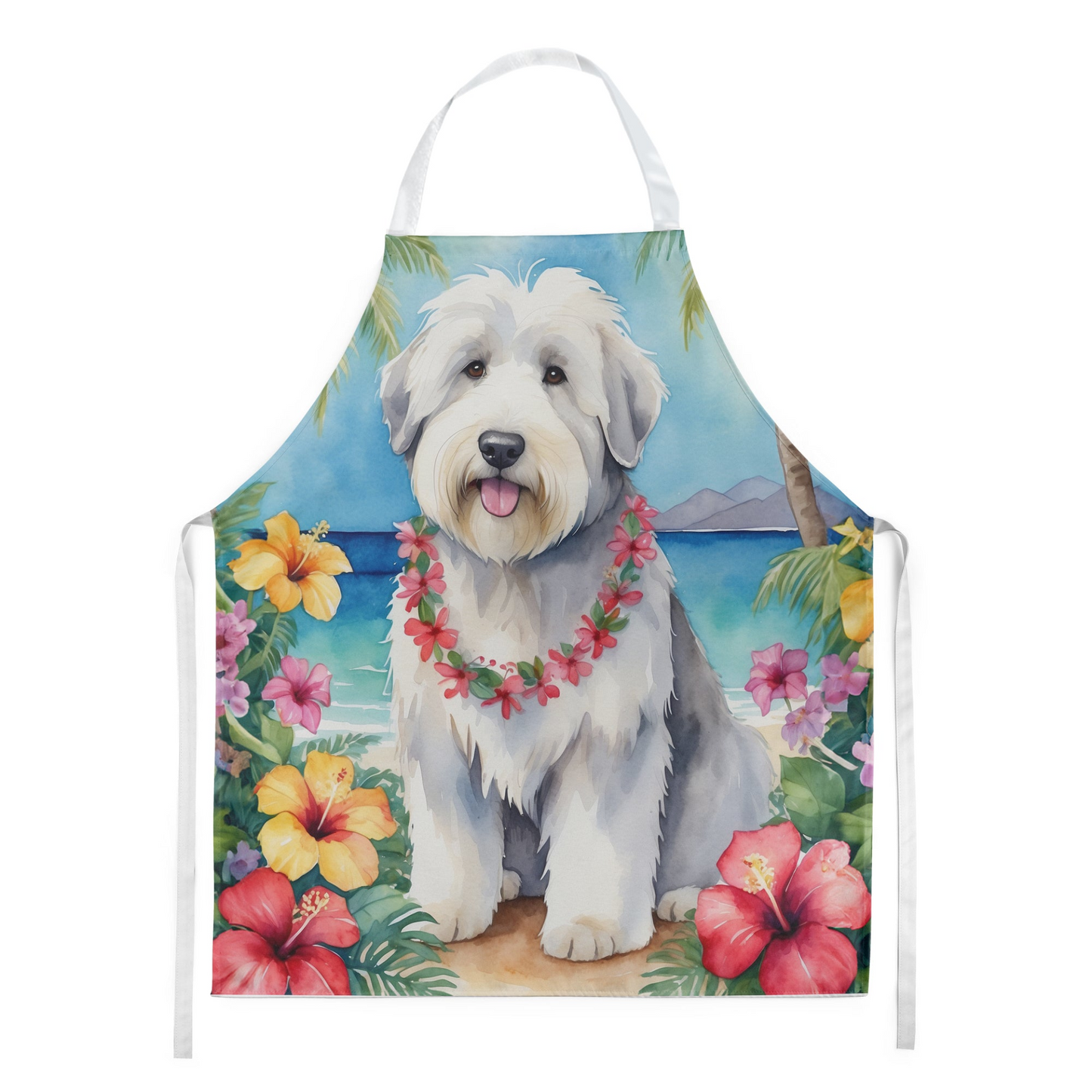 Old English Sheepdog Luau Apron