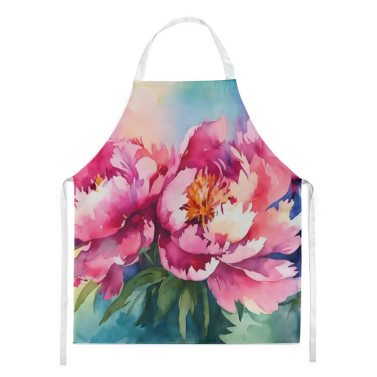 Peonies in Watercolor Apron