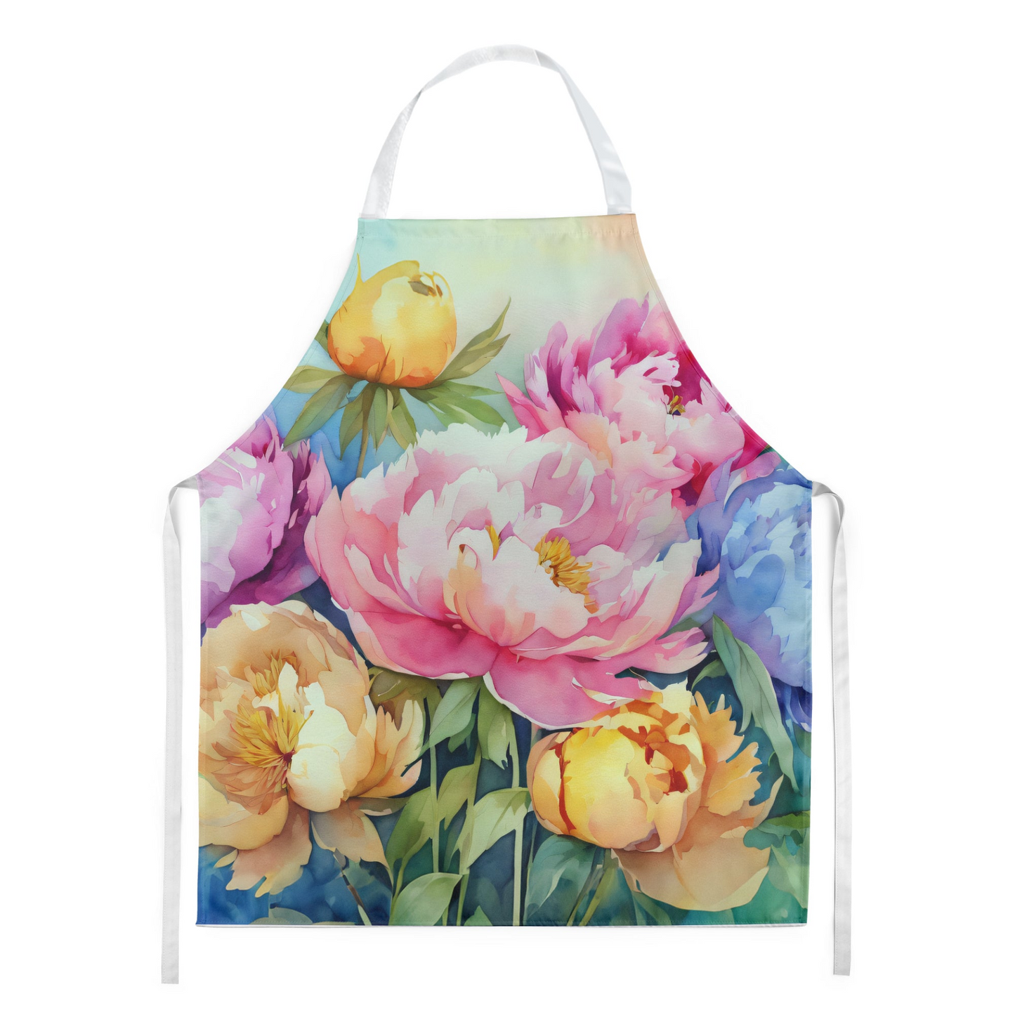 Peonies in Watercolor Apron