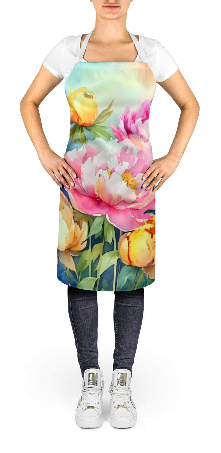 Peonies in Watercolor Apron