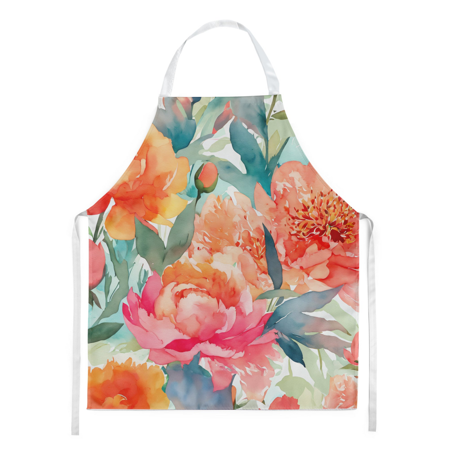 Peonies in Watercolor Apron