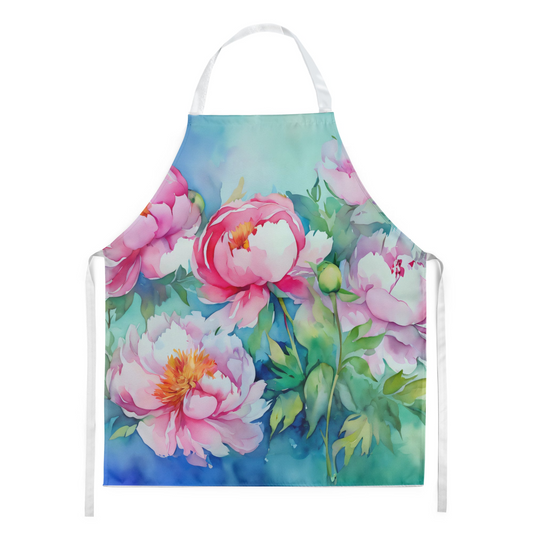 Peonies in Watercolor Apron