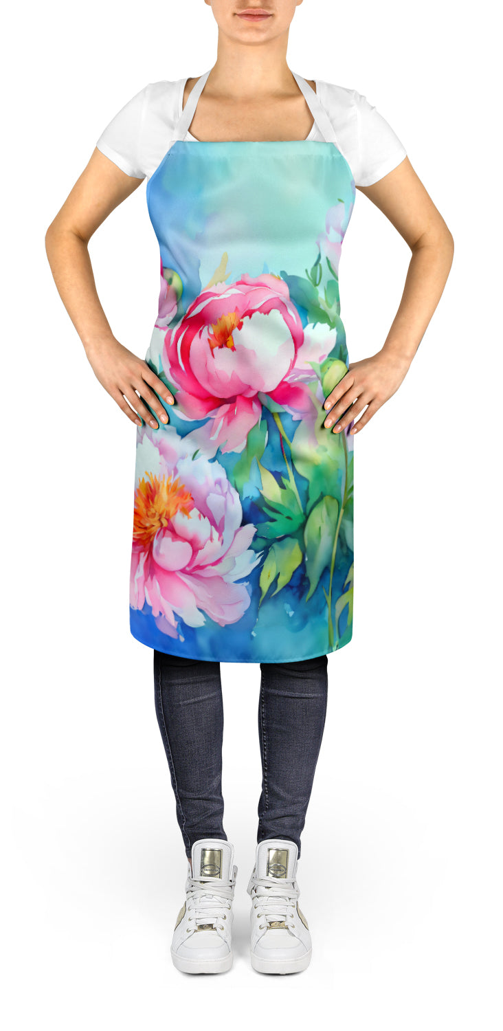 Peonies in Watercolor Apron