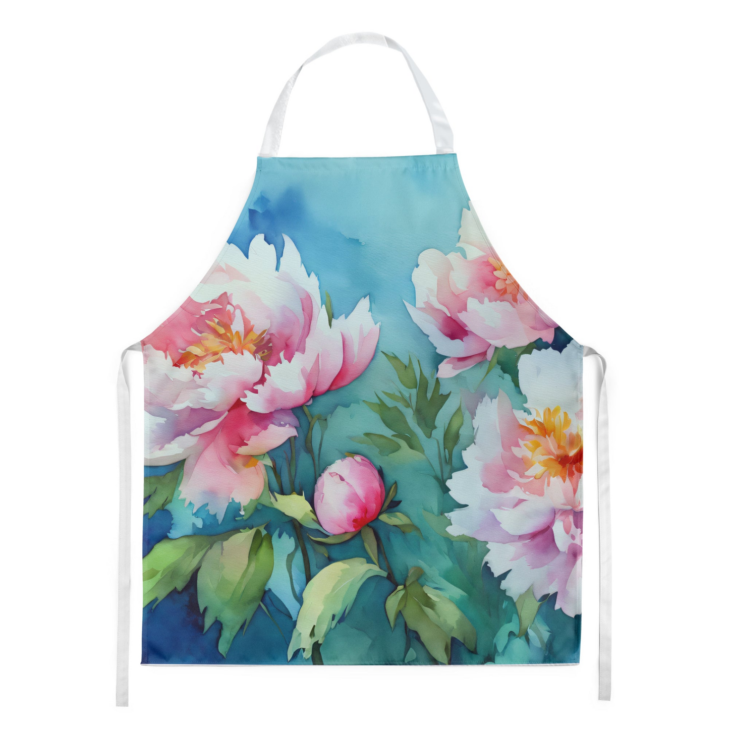 Peonies in Watercolor Apron