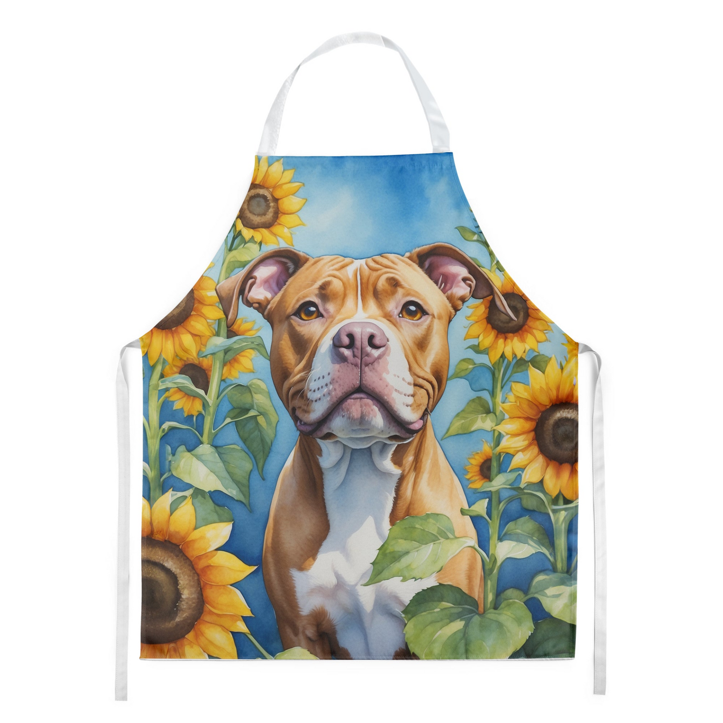 Pit Bull Terrier in Sunflowers Apron