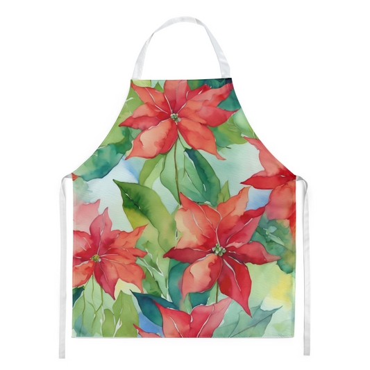 Poinsettias in Watercolor Apron