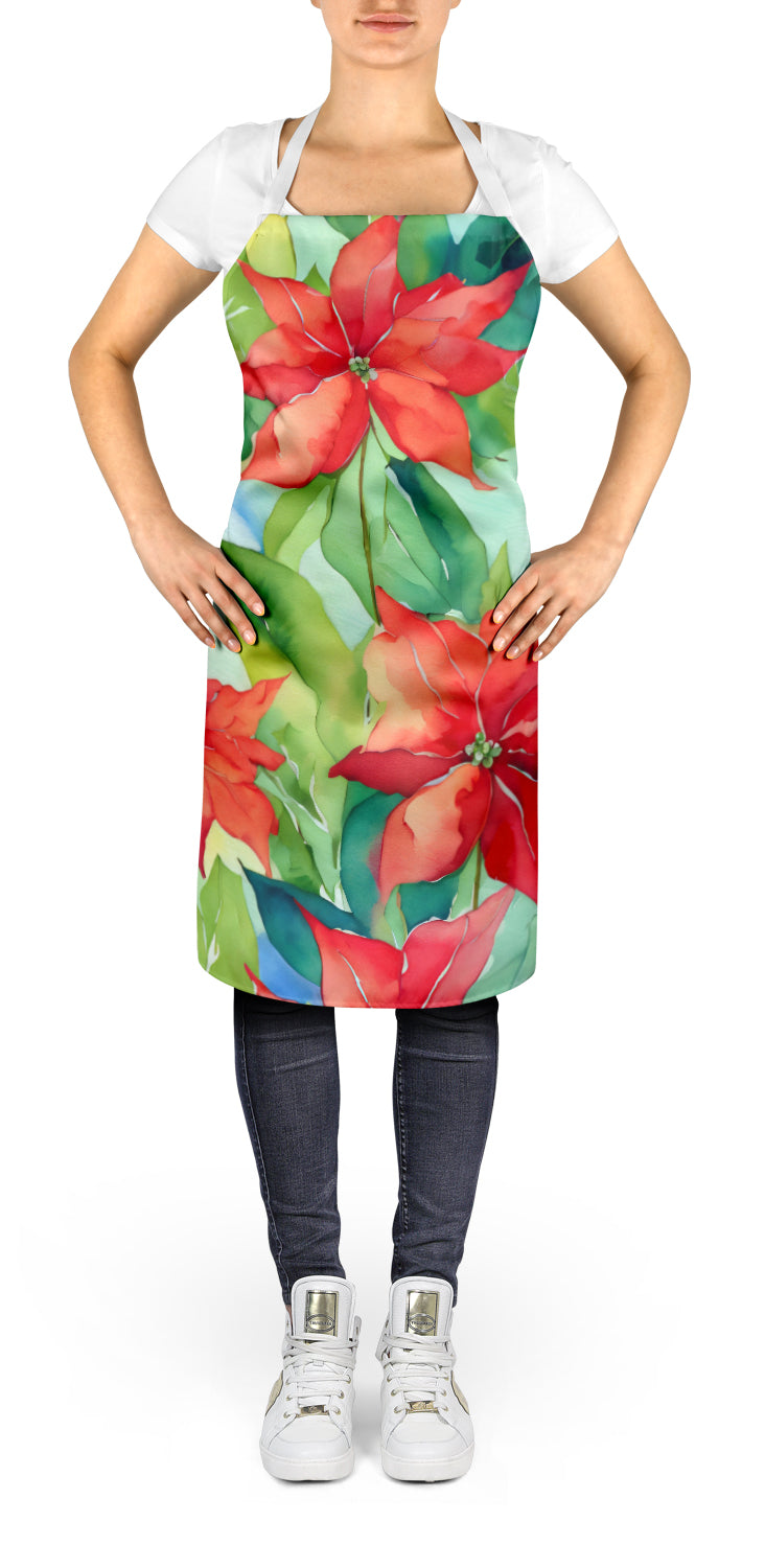 Poinsettias in Watercolor Apron