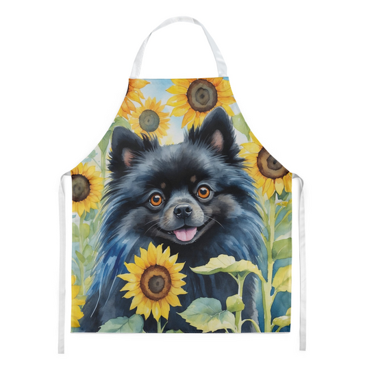 Pomeranian in Sunflowers Apron