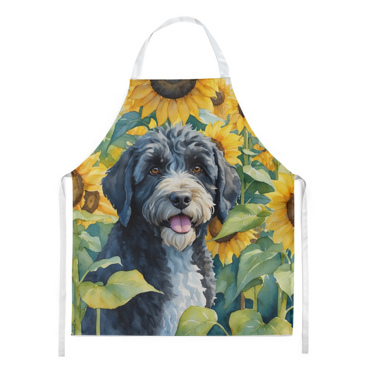 Portuguese Water Dog in Sunflowers Apron