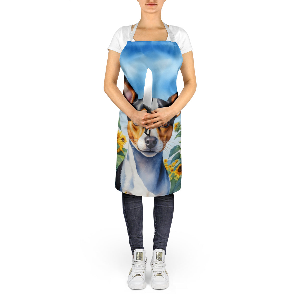 Rat Terrier in Sunflowers Apron