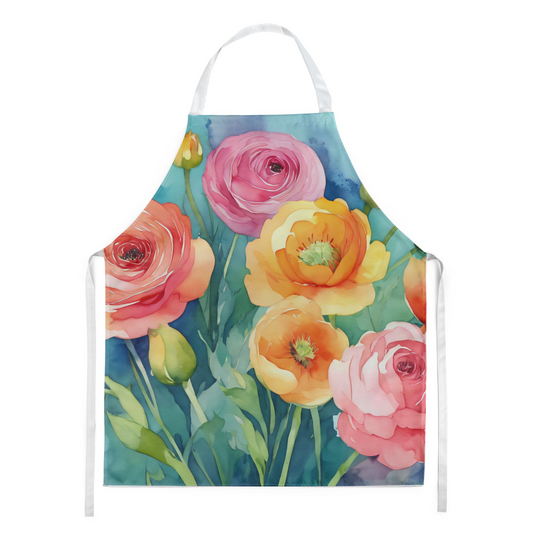 Ranunculus in Watercolor Apron