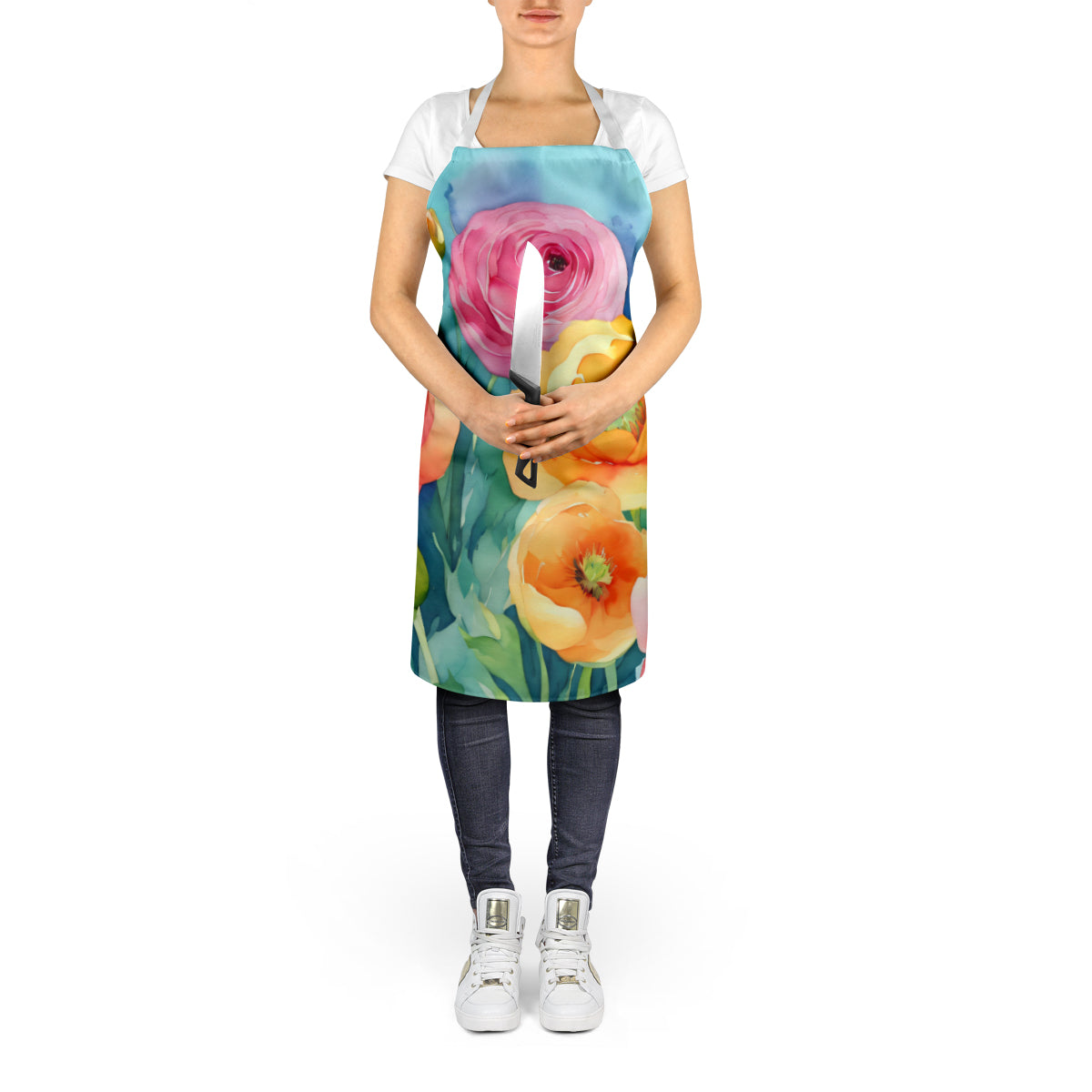 Ranunculus in Watercolor Apron