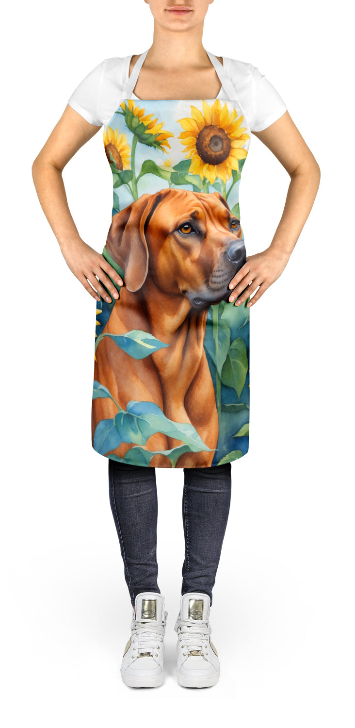 Rhodesian Ridgeback in Sunflowers Apron