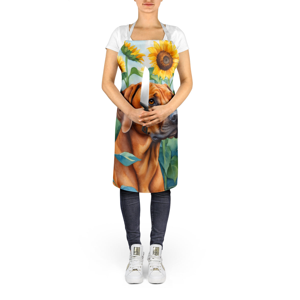 Rhodesian Ridgeback in Sunflowers Apron