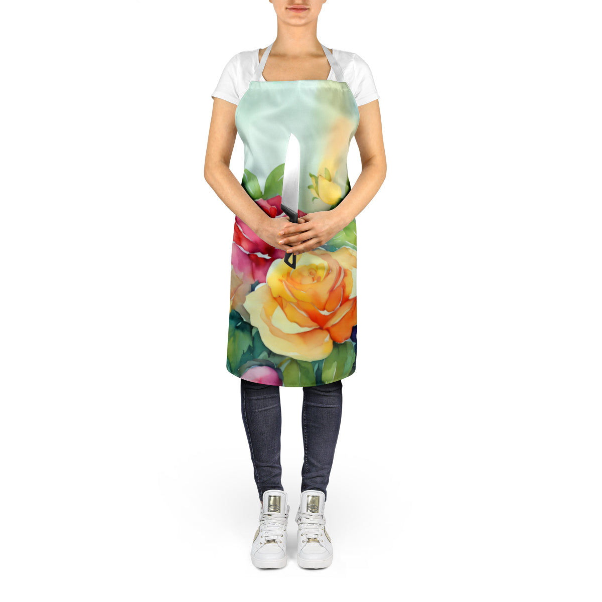 Roses in Watercolor Apron