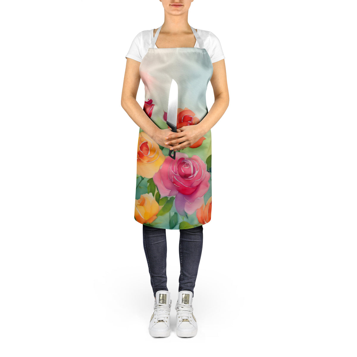 Roses in Watercolor Apron