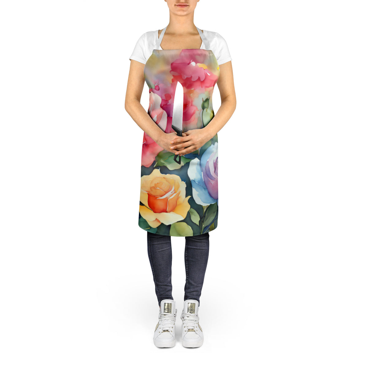 Roses in Watercolor Apron