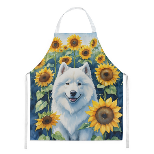 Samoyed in Sunflowers Apron