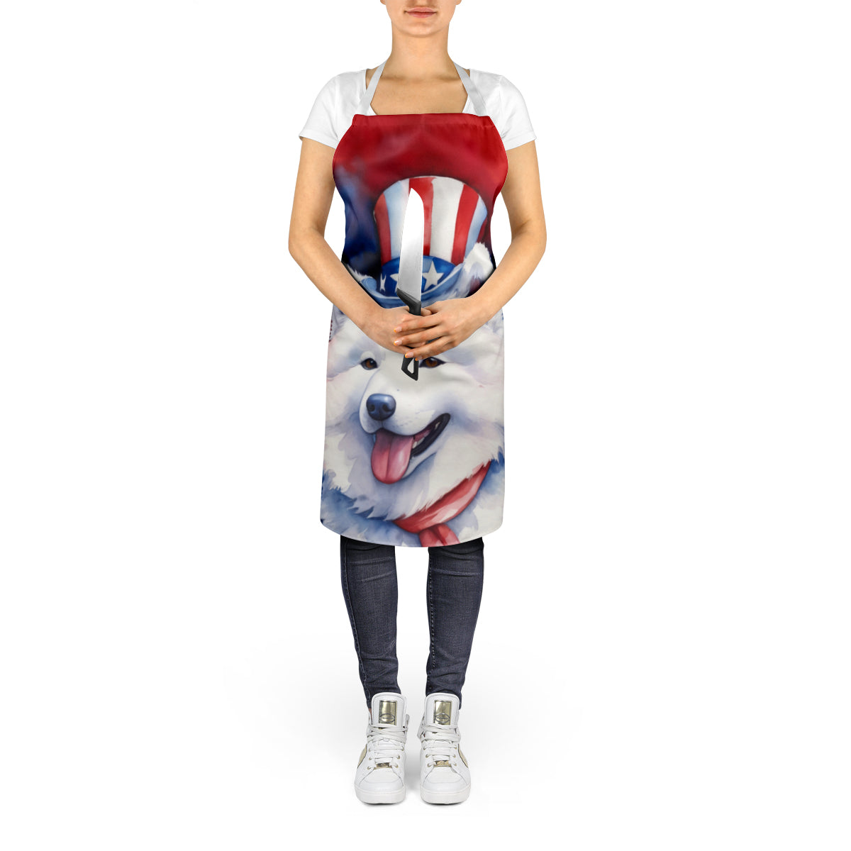 Samoyed Patriotic American Apron