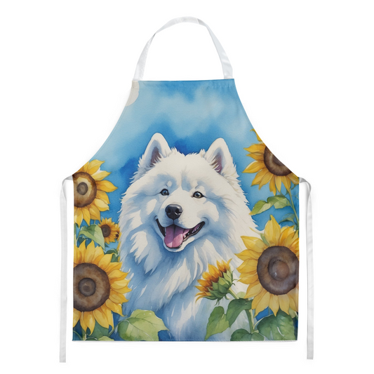 Samoyed in Sunflowers Apron