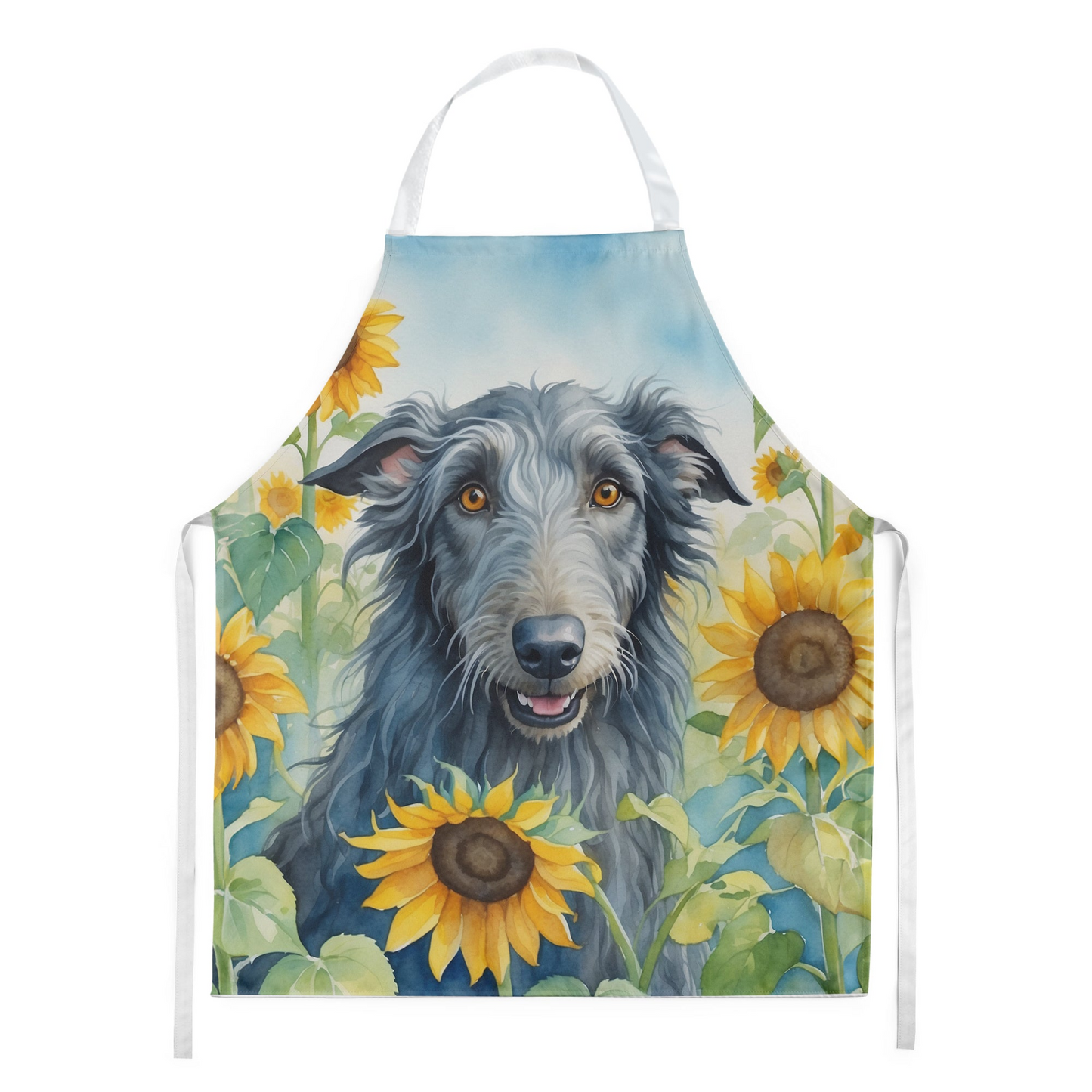 Scottish Deerhound in Sunflowers Apron