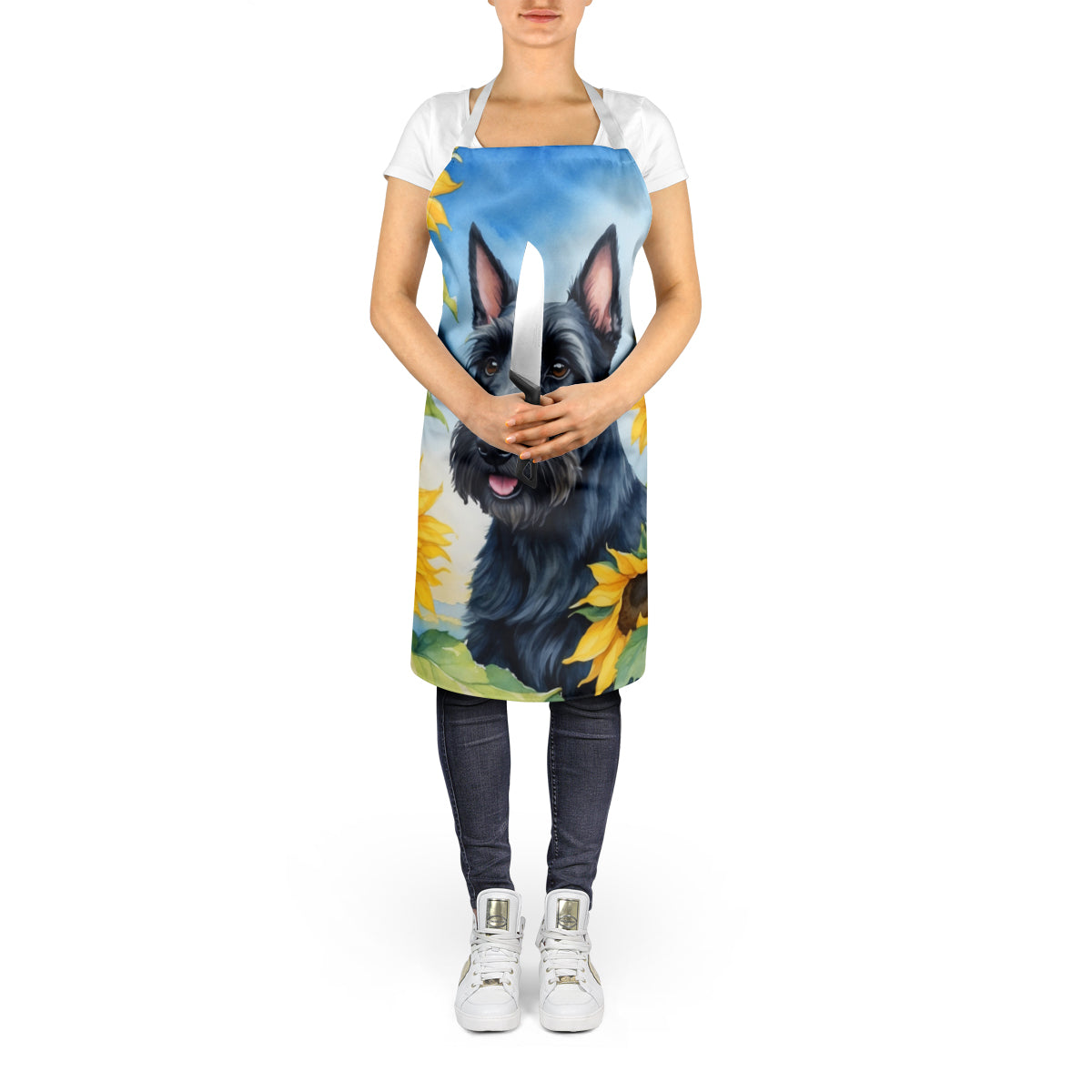 Scottish Terrier in Sunflowers Apron