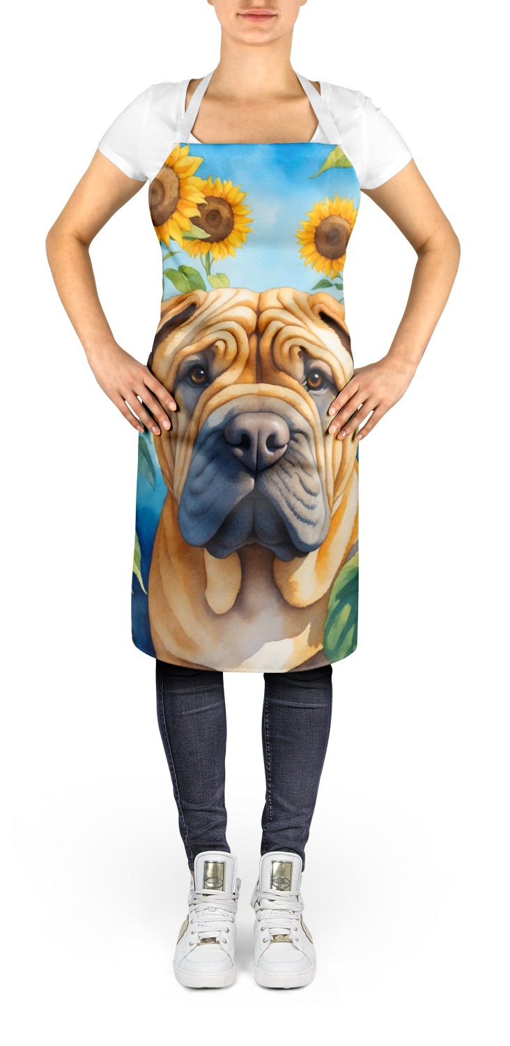 Shar Pei in Sunflowers Apron