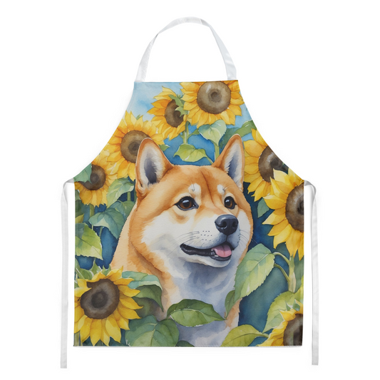 Shiba Inu in Sunflowers Apron