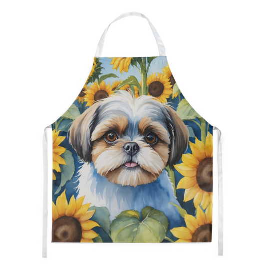 Shih Tzu in Sunflowers Apron