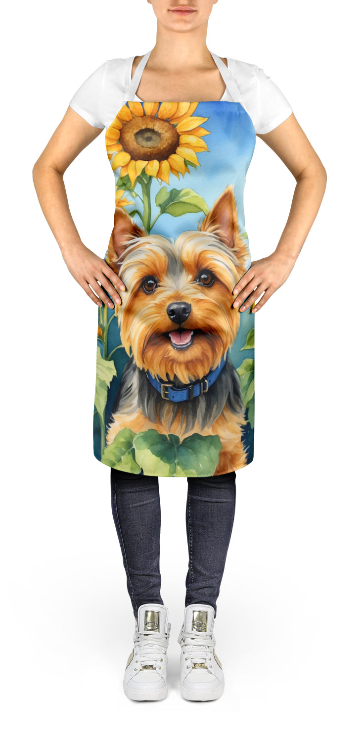 Silky Terrier in Sunflowers Apron