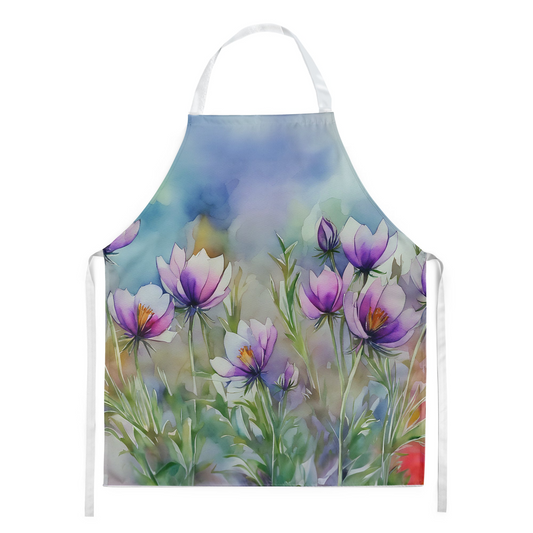 South Dakota Pasque Flowers in Watercolor Apron