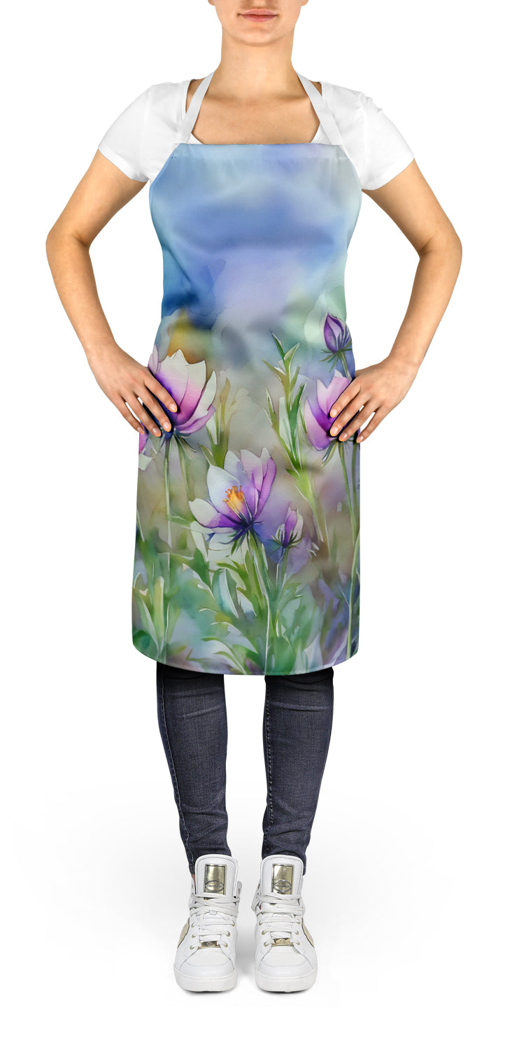 South Dakota Pasque Flowers in Watercolor Apron