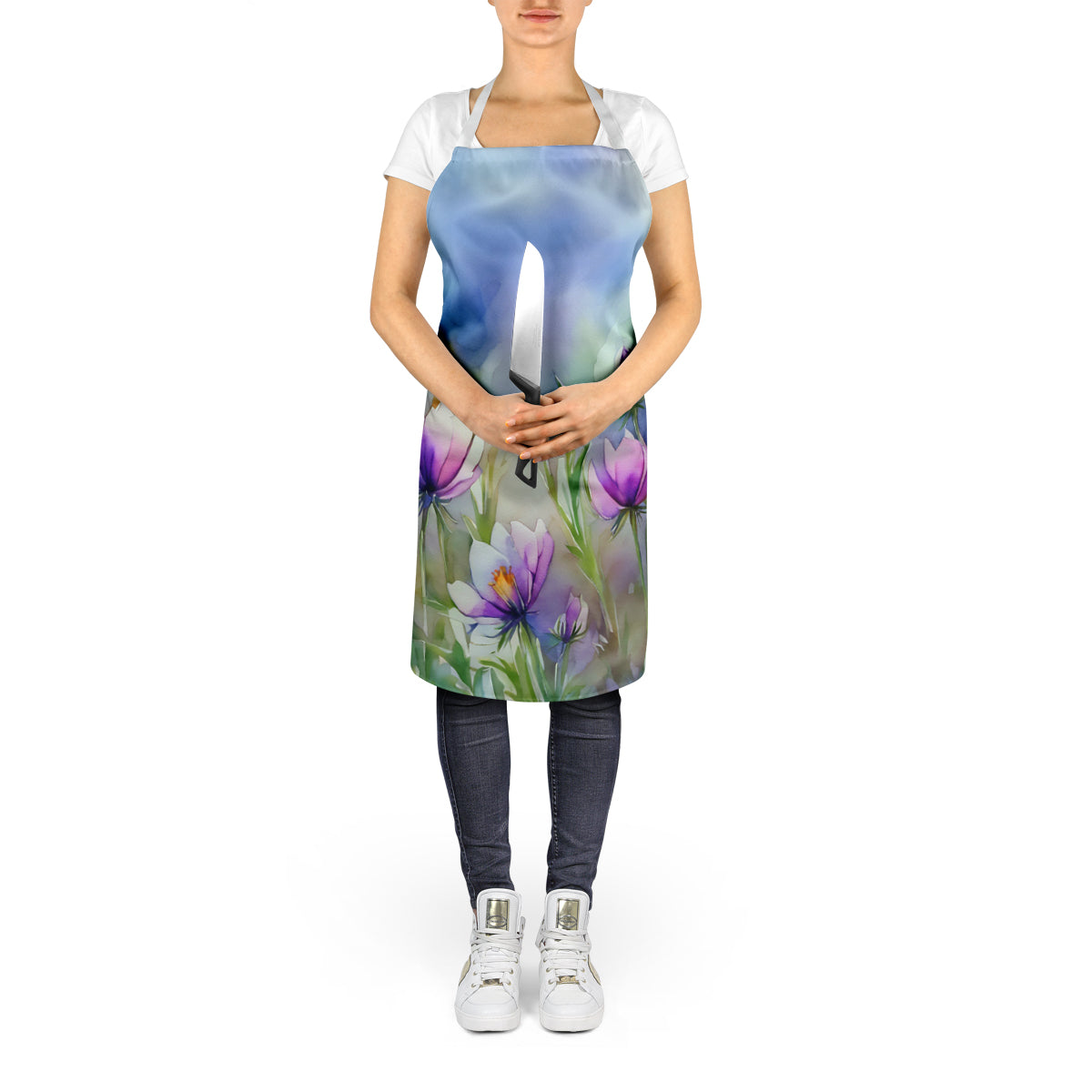 South Dakota Pasque Flowers in Watercolor Apron