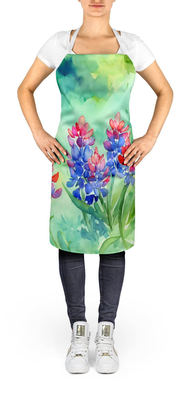 Texas Bluebonnets in Watercolor Apron