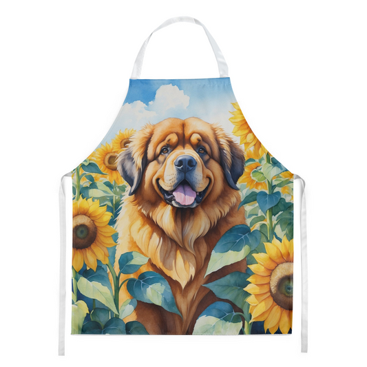 Tibetan Mastiff in Sunflowers Apron