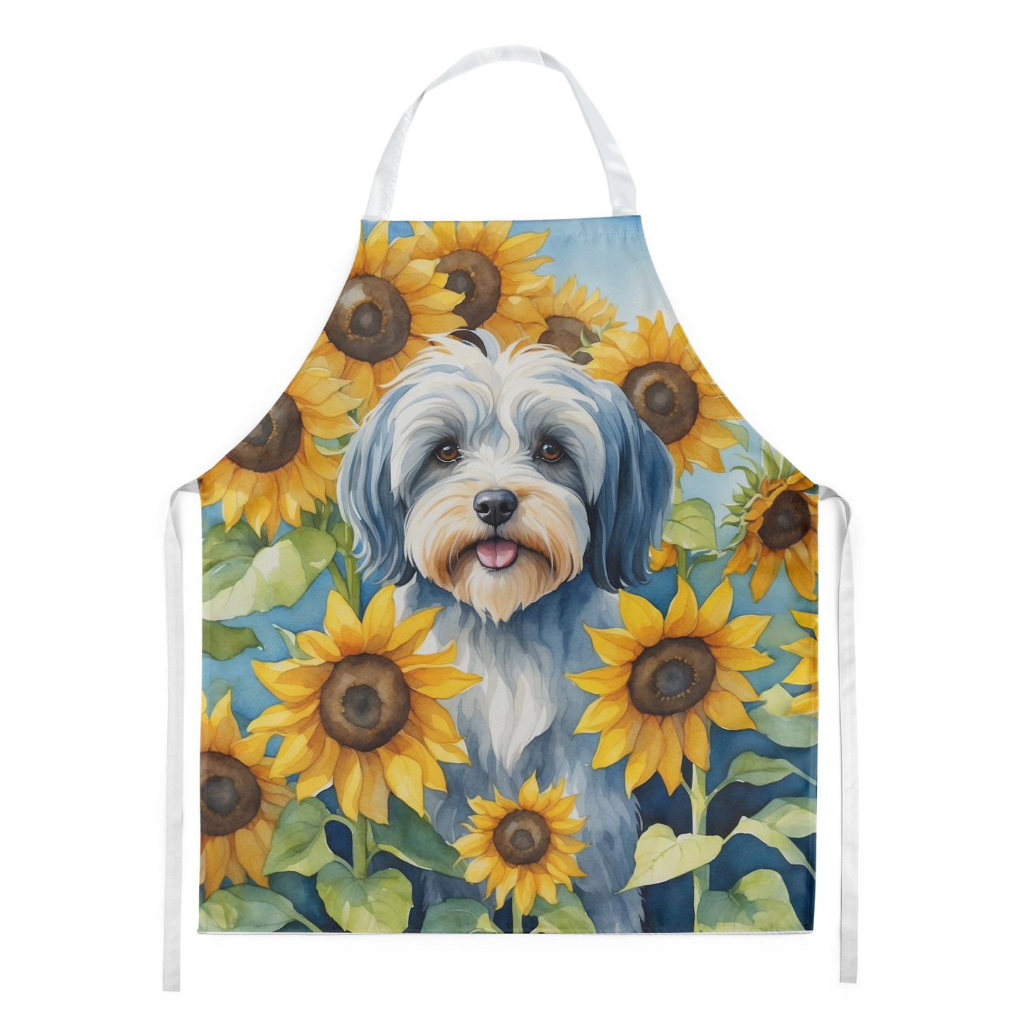 Tibetan Terrier in Sunflowers Apron