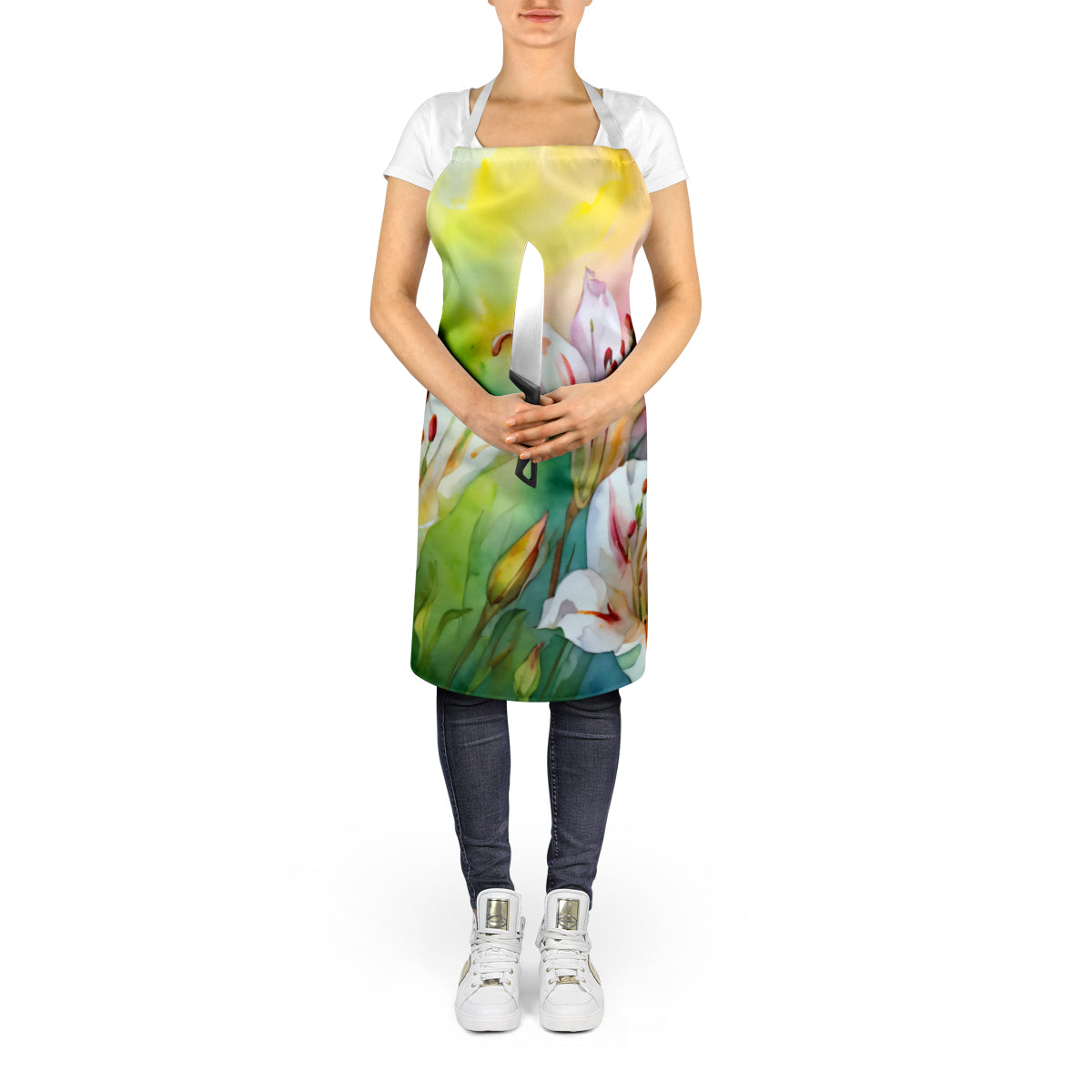 Utah Sego Lilies in Watercolor Apron