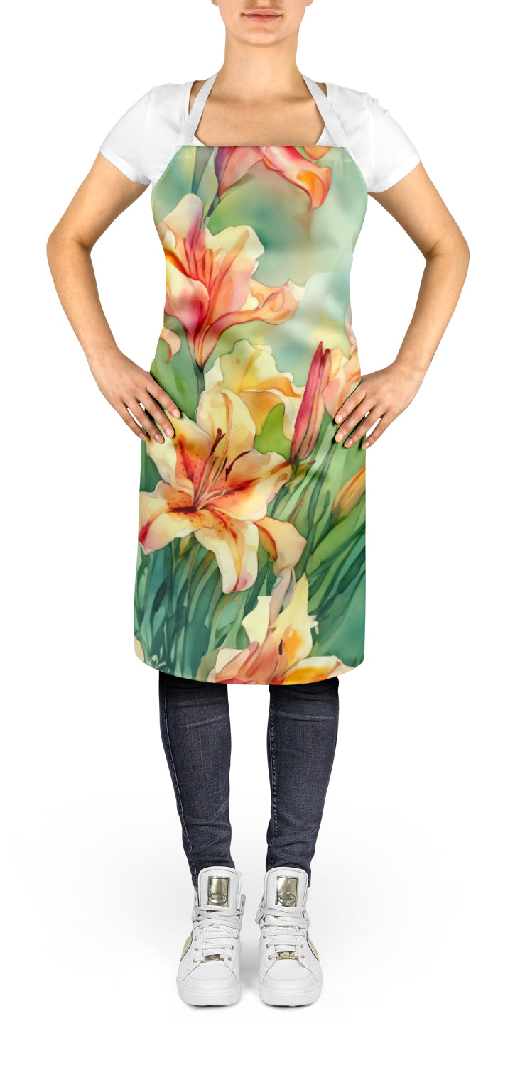 Utah Sego Lilies in Watercolor Apron