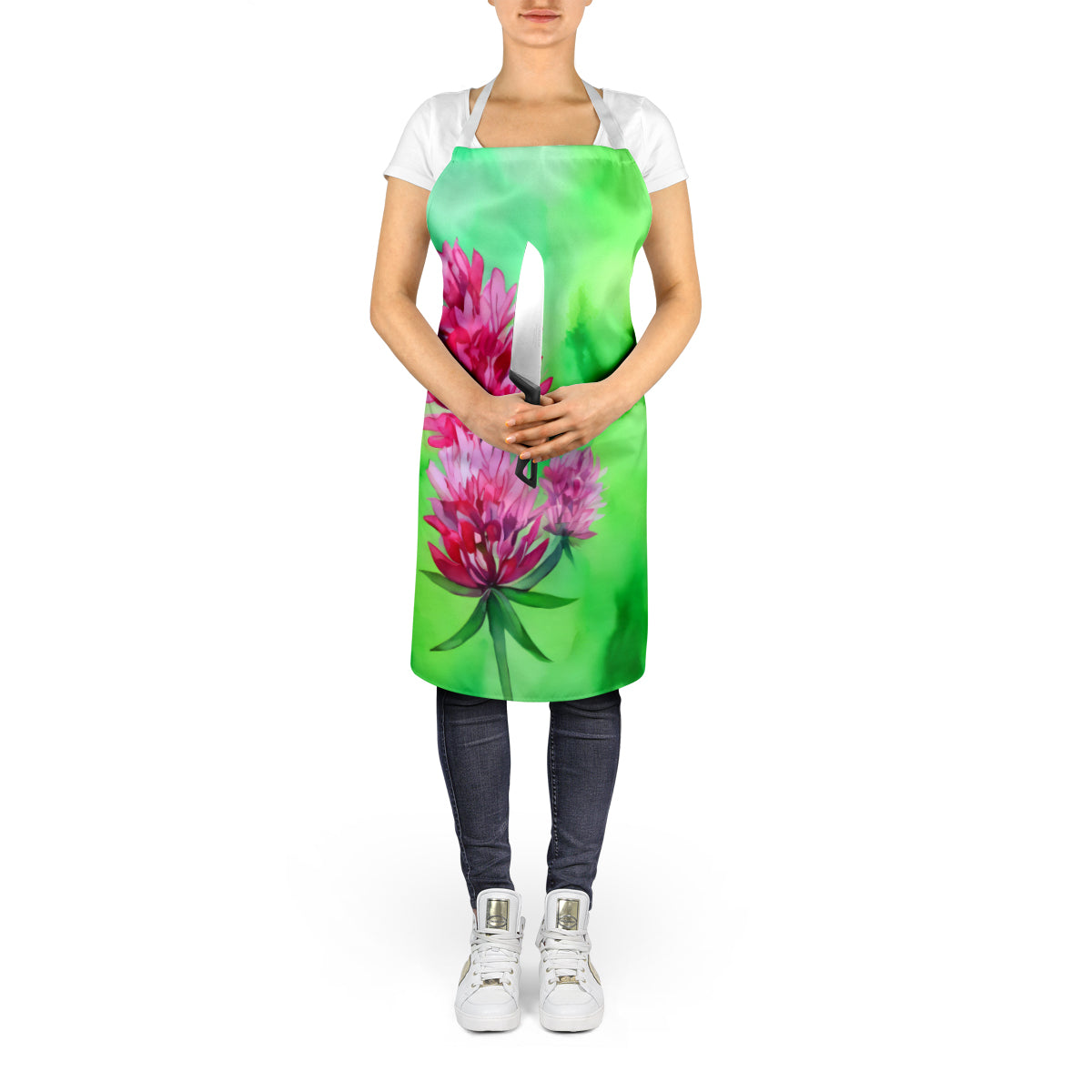 Vermont Red Clover in Watercolor Apron