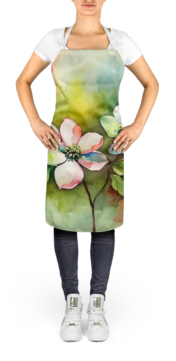 Virginia American Dogwood in Watercolor Apron