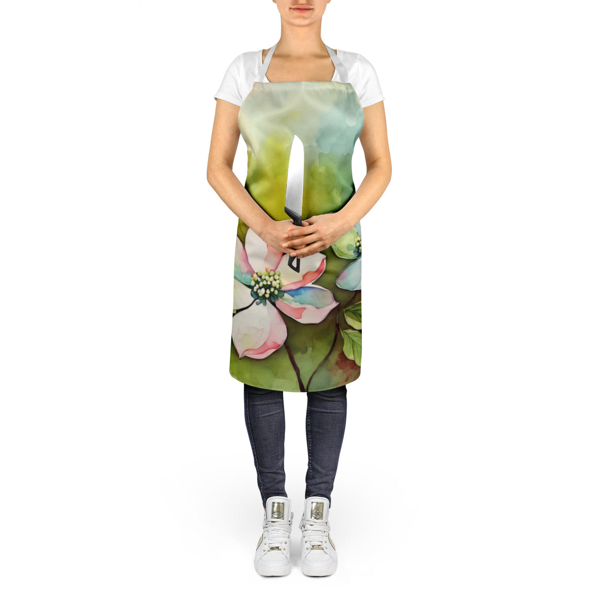 Virginia American Dogwood in Watercolor Apron