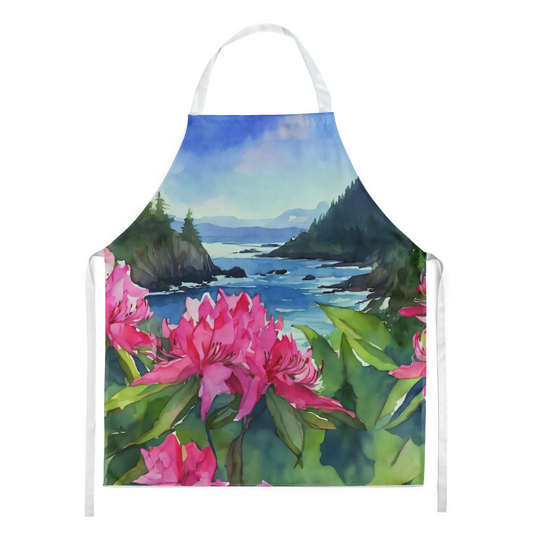 Washington Coast Rhododendrons in Watercolor Apron