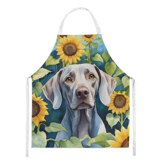 Weimaraner in Sunflowers Apron