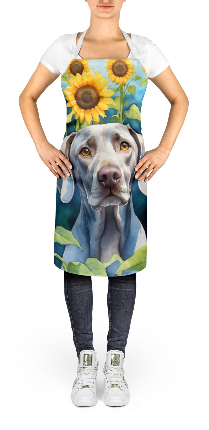 Weimaraner in Sunflowers Apron