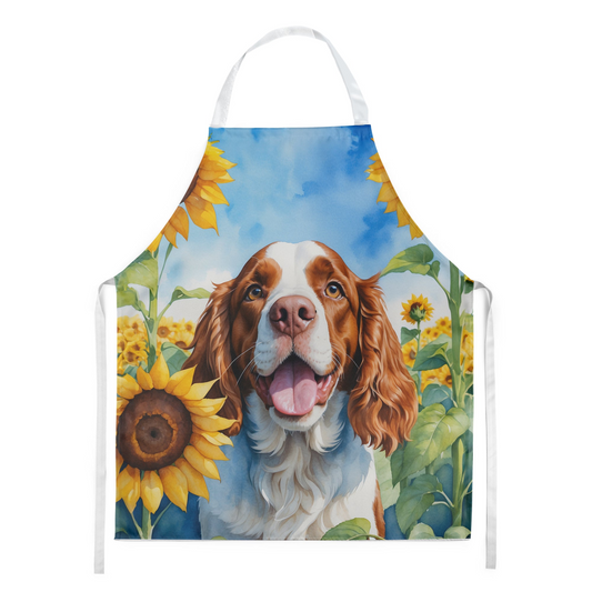 Welsh Springer Spaniel in Sunflowers Apron