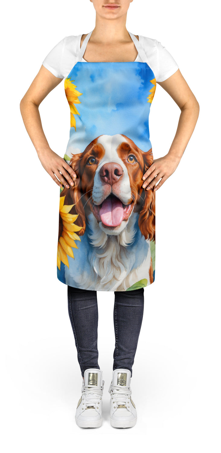 Welsh Springer Spaniel in Sunflowers Apron