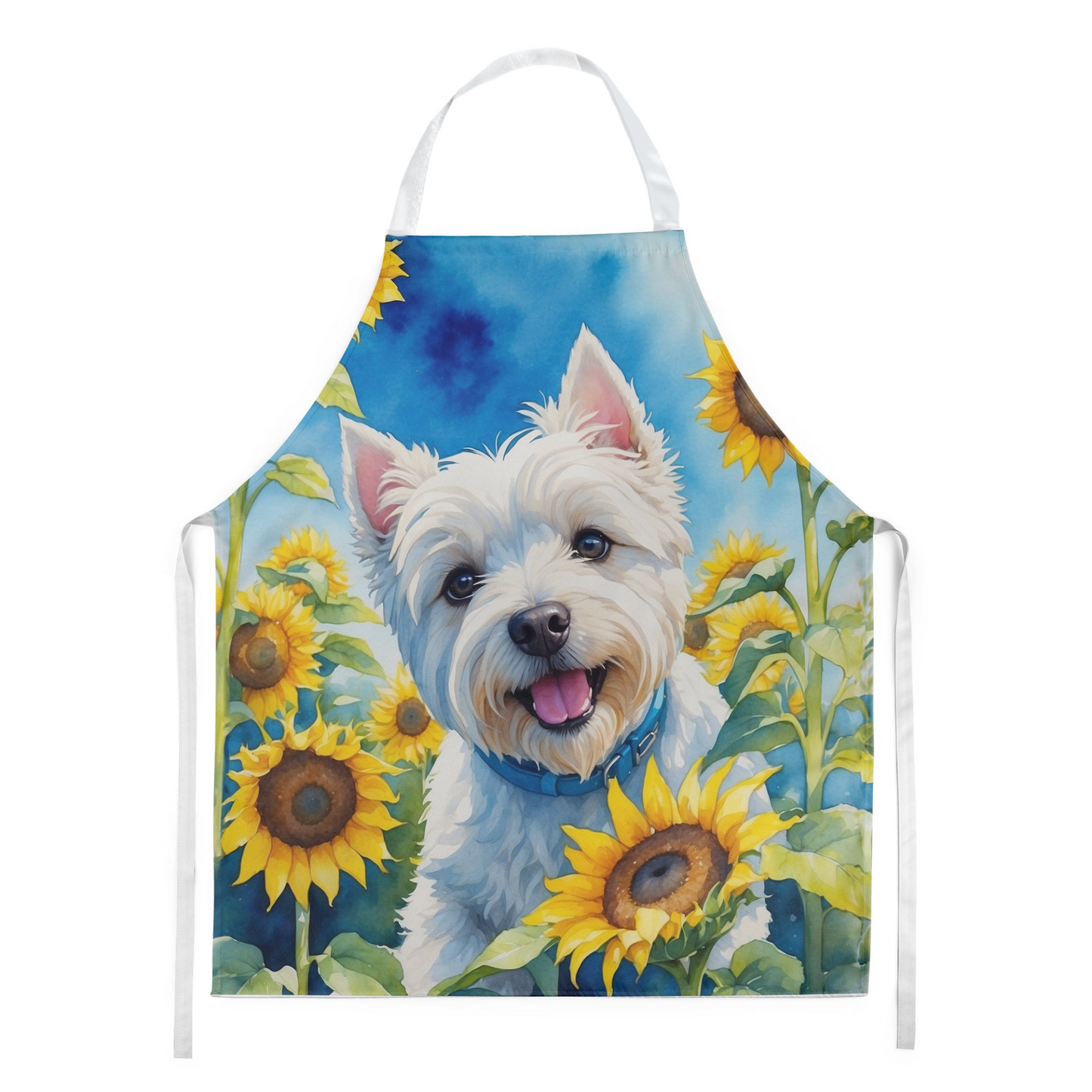 Westie in Sunflowers Apron