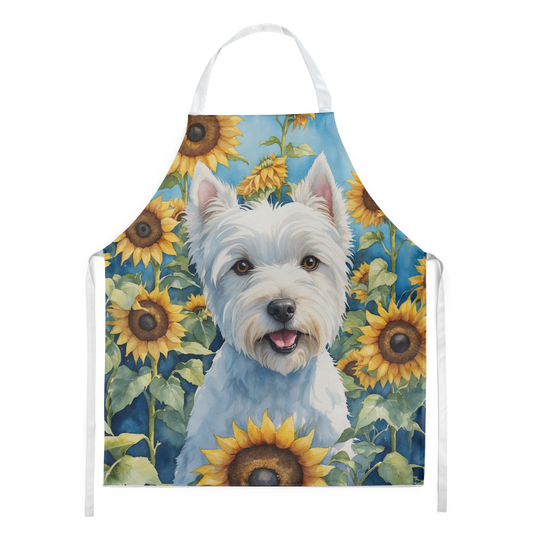 Westie in Sunflowers Apron