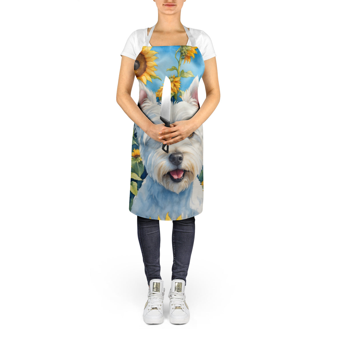 Westie in Sunflowers Apron