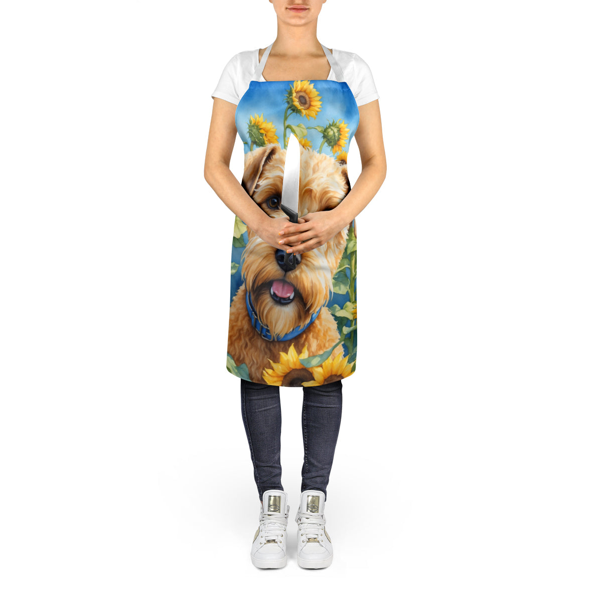 Wheaten Terrier in Sunflowers Apron